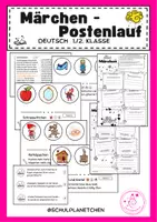 Vorschau - Stationenlernen - Märchen Postenlauf - Wer kennt die Märchen? - Deckblatt