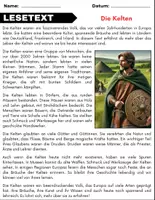Vorschau - Arbeitsblätter - Die Kelten: Leseverständnis und Kreuzworträtsel mit Lösungen - Seite 1