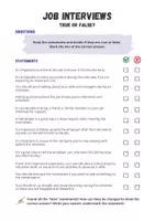 Vorschau - Arbeitsblätter - Job Interview: True or false? (Quiz) - Seite 1