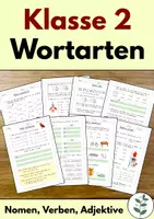 Vorschau - Arbeitsblätter - Wortarten Klasse 2 - Nomen, Verben, Adjektive - Deckblatt