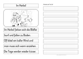Vorschau - Stundenentwürfe - Im Herbst - Differenzierte Tafel-, Abschreib- und Ansagetexte - Seite 1