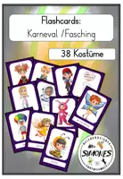 Vorschau - Fördermaterial/Inklusion - Karneval / Fasching Flashcards Kostüme Bildkarten (Nomen mit Artikel) - Deckblatt