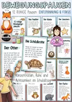 Vorschau - Spiele - 12 Ruhige Bewegungspausen – Entspannung & Fokus (Tierversion) Brain Breaks - Seite 1