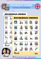 Aperçu - Apprentissages en autonomie - HOUSEHOLD CHORES - Visual Dictionary (Colour and B&W) - Page de couverture