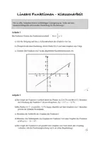 Vorschau - Arbeitsblätter - Lineare Funktionen Klassenarbeit - Deckblatt