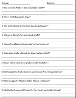 Vorschau - Arbeitsblätter - Film: "Arielle, die Meerjungfrau (1989)" Fragen + Aktivitäten Rätsel mit Lösungen - Seite 1