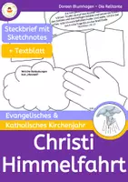 Vorschau - Arbeitsblätter - Christi Himmelfahrt: Arbeitsblatt und Textblatt im Sketchnotes-Stil - Deckblatt
