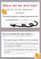 Vorschau - Klassenarbeiten - DaF / DaZ Englisch: Planeten Spezial - Jupiter & Saturn: Fehlerteufel Lesekarten Doppelkonsonanten - Seite 2