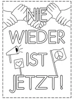 Vorschau - Mal- und Bastelvorlagen - Gemeinschaftsbild Demokratie schützen | Nie wieder ist jetzt #demokratiestärken - Seite 1