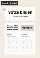 Vorschau - Arbeitsblätter - Sätze bilden Übungen: Satzteile ordnen & Abschreiben - Deckblatt