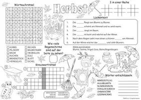 Vorschau - Mal- und Bastelvorlagen - Deutsch - DaZ/DaF: Spiel- & Rätselmatte Wortschatz "Herbst" | daz/daf spiele | daz daf grundschule | Wortschatz nach Themen | Aufgaben für Schnelle | Ich bin fertig Aufgaben | Lückenfüller - Seite 1