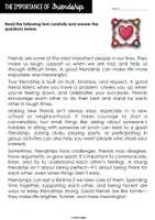 Vorschau - Arbeitsblätter - Reading Comprehension - The Importance of Friendship - Seite 1
