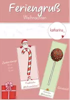 Vorschau - Anderer Materialtyp - Weihnachtsferiengruß: Zuckerstange und Schokololli - Deckblatt