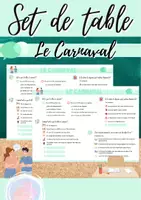 Vorschau - Arbeitsblätter - Set de table: Le Carnaval - Deckblatt