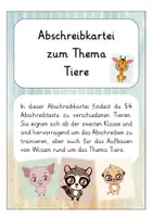 Vorschau - Fördermaterial/Inklusion - Abschreibkartei Tiere ab Klasse 2 - Deckblatt