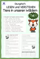 Vorschau - Arbeitsblätter - Übungsheft: LESEN und VERSTEHEN: Tiere in unseren Wäldern (Teil 1) - Seite 1