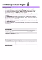 Vorschau - Arbeitsblätter - Beurteilungsraster für ein Podcast-Projekt - Deckblatt