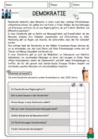 Vorschau - Arbeitsblätter - Demokratie DaZ Leseverstehen Deutsch Lesen und verstehen Lesetext mit Fragen und Lösungen - Seite 1