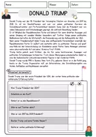 Vorschau - Arbeitsblätter - Donald Trump DaZ Leseverstehen Deutsch Lesen und verstehen Lesetext mit Fragen und Lösungen - Seite 1