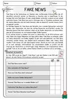 Vorschau - Arbeitsblätter - Fake News DaZ Leseverstehen Deutsch Lesen und verstehen Lesetext mit Fragen und Lösungen - Seite 1
