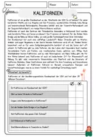 Vorschau - Arbeitsblätter - Kalifornien DaZ Leseverstehen Deutsch Lesen und verstehen Lesetext mit Fragen und Lösungen - Seite 1