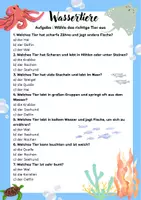 Vorschau - Arbeitsblätter - Wassertiere a, b oder c ? DaZ / DaF - Deckblatt