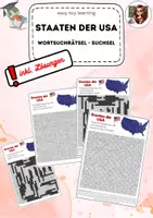 Vorschau - Arbeitsblätter - Staaten der USA - Suchsel - Wortsuchrätsel DAF DAZ DFU - Deckblatt