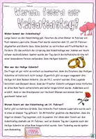 Vorschau - Arbeitsblätter - "Warum feiern wir Valentinstag?" Lesetext mit Aufgaben - Deutsch / DaZ / DaF - Seite 1