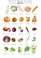 Aperçu - Affichage - -Affiche décorative fruits et légumes de saison hiver - Page de couverture