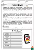 Vorschau - Arbeitsblätter - Fake News Englisch Reading Comprehension 8 Klasse Englisch Textverständnis - Seite 1