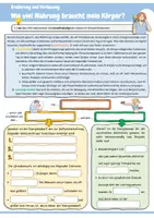 Vorschau - Arbeitsblätter - Wie viel Nahrung braucht mein Körper? (Erklärung: Gesamtumsatz, Grundumsatz, Leistungsumsatz, Berechnung des persönlichen Gesamtumsatzes, Zusammenhang zwischen Energieaufnahme und Energieverbrauch, Kreuzworträtsel) - Seite 1