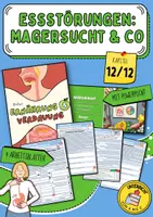 Vorschau - Arbeitsblätter - Essstörungen: Magersucht & Co. (Grundwissen zum Thema Magersucht, Fallbeispiel „Lenas Weg in die Magersucht“, Therapie einer Essstörung, weitere Essstörungen: Bulimie, Binge-Eating-Störung, Adipositas) - Deckblatt