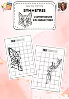 Vorschau - Mal- und Bastelvorlagen - Symmetrie geometrische polygone Tiere 15 Arbeitsblätter - Deckblatt