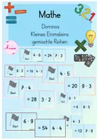 Vorschau - Spiele - Mathe Dominos Kleines Einmaleins - gemischte Reihen - Freiarbeit - Deckblatt