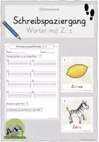 Vorschau - Arbeitsblätter - Schreibspaziergang Wörter mit Z, z - Deckblatt