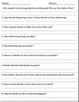 Vorschau - Arbeitsblätter - Film: "Merida – Legende der Highlands (2012)" Fragen + Aktivitäten Rätsel mit Lösungen - Seite 1
