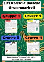 Vorschau - Stationenlernen - Elektrotechnik Bauteile Gruppenarbeit – Widerstände, Kondensatoren, Induktivitäten, Halbleiter - Deckblatt