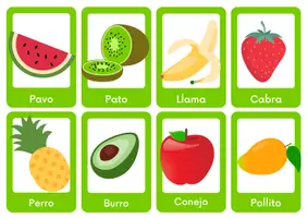 Vista previa - Tarjetas / Manipulativos - Flash Cards: Las frutas en colores - página 1
