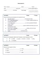 Vorschau - Arbeitsblätter - Klassenarbeit zur Grammatik Nomen, Adjektive, Verben - Seite 1