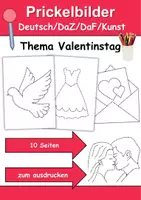 Vorschau - Arbeitsblätter - Prickelbilder / Fensterbilder Thema Valentinstag - Grundschule - Bastelvorlagen - Deckblatt
