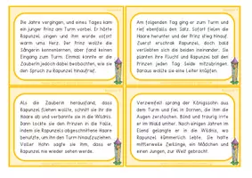 Vorschau - Anderer Materialtyp - Rapunzel – Lesekartei mit Fragen inkl. Lösung - Seite 3