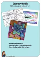 Vorschau - Mal- und Bastelvorlagen - Georgia O'Keeffe - eine US amerikanische Künstlerin - Deckblatt