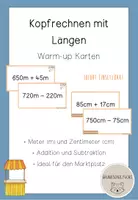Vorschau - Spiele - Kopfrechnen mit Längen - Warm-up Karten zum Einstieg - Deckblatt