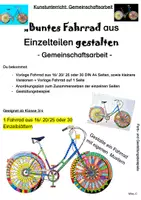 Vorschau - Mal- und Bastelvorlagen - Kunst: Buntes Fahrrad aus Einzelteilen gestalten (Gemeinschaftsarbeit) - Deckblatt
