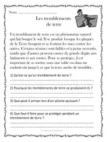 Aperçu - Apprentissages en autonomie - Compréhension de lecture - Catastrophes naturelles (10 textes) - Page 1