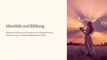 Vorschau - Fördermaterial/Inklusion - Präsentation: Identität und Bildung – Die Bedeutung von Selbstbestimmung, Mitbestimmung und Solidarität nach Klafki als PDF und PowerPoint-Datei - Deckblatt