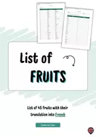 Aperçu - Inclusion - Liste de 45 fruits en anglais (avec traduction en français) - Page de couverture