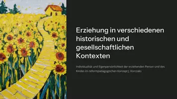 Vorschau - Fördermaterial/Inklusion - Präsentation: Erziehung in verschiedenen historischen und gesellschaftlichen Kontexten – Reformpädagogik nach Janusz Korczak als PDF und PowerPoint-Datei - Deckblatt