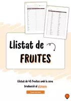 Vista previa - Hojas de trabajo - Llistat de 45 fruites (amb traducció al alemany) - Portada