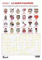 Vista previa - Hojas de trabajo - LA SAINT-VALENTIN : Mots mêlés (Couleur et B&N) - página 2